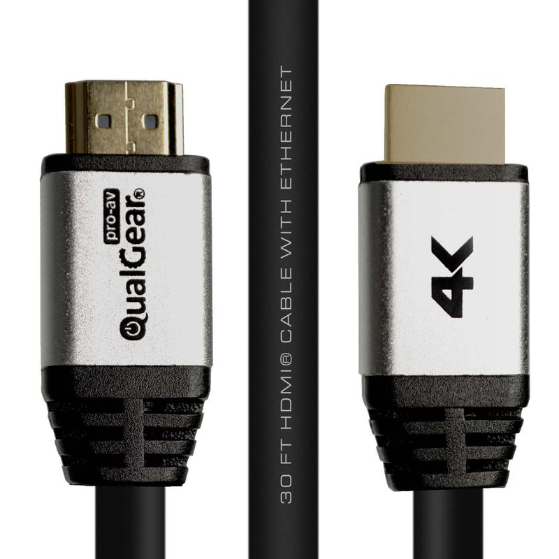 QualGear HDMI 2.0 Cable 30' High Speed HDMI 2.0 Cable with Ethernet 30' - Black (QG-CBL-HD20-30FT) - Image 1